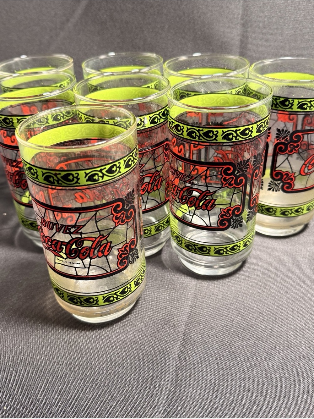 Coca Cola Decorative Glass Tumblers - Green and Red Accent